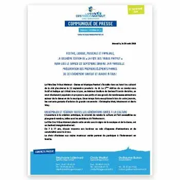 Couverture du communiqué de presse
