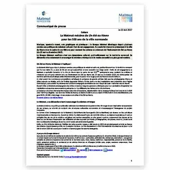 Couverture du communiqué de presse
