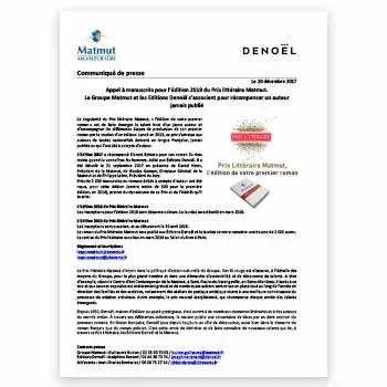 Couverture du communiqué de presse